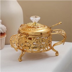 УЦЕНКА Сахарница «Котелок» с ложкой 16×16.5×11 см