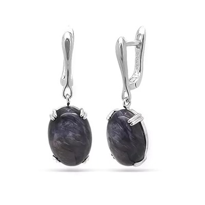 Серьги из серебра чароит, МЦВ224
