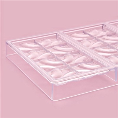 Форма для шоколада KONFINETTA «Плитка с колечками», 27.5×17.5×2.5 см, 3 ячейки 15.3×7.5×0.8 см, прозрачная