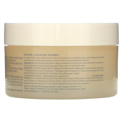 Aromatica, Orange Cleansing Sherbet, 5.2 fl oz (150 g)