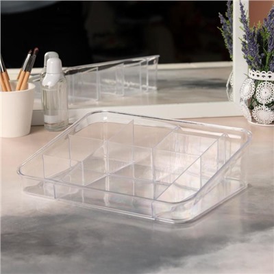 Органайзер для маникюрных/косметических принадлежностей, 8 секций, 26 × 20 × 7 см, цвет прозрачный