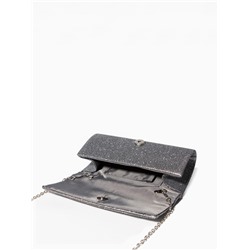 Сумка-клатч на магните, на серебристой цепочке, серебристая