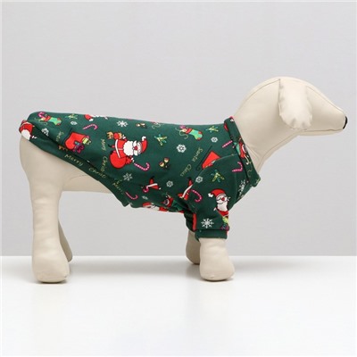 Кофта новогодняя для животных «Подарки», размер S, зелёный (ДС 26, ОШ 22, ОГ 34 см)
