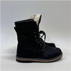 Ботинки женские черные, крейзи, чёрный войлок на войлочной подошве