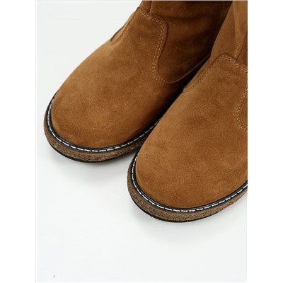 Полусапоги женские рыжие замшевые с замком на войлочной подошве