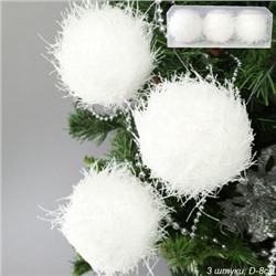 Новогоднее украшение Шары 3 штуки 8 см / WF-191 /уп 128/белые