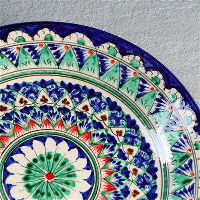 Тарелка узбекская Риштанская Керамика «Узор», d=25 см, синяя