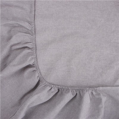 Простыня на резинке евро SL Home «Деним», 200×200+30 см, серая, жатый хлопок