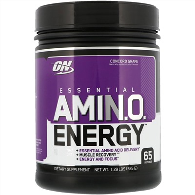Optimum Nutrition, Essential Amin.O. Energy, виноград «Конкорд», 585 г (1,29 фунта)
