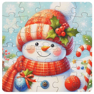 Пазл в пакете "Снеговичок" (материал древесный)