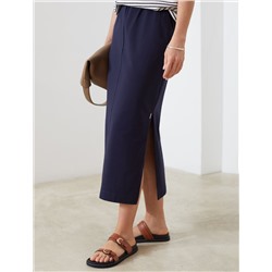 Юбка миди на резинке с разрезами из футера двухнитки с эластаном