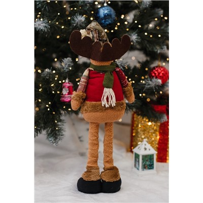 Игрушка новогодняя с выдвижными ногами Олень черные ботинки коричневый