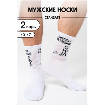 Носки мужские Оценки не главное (набор 2 пары) (Белый)