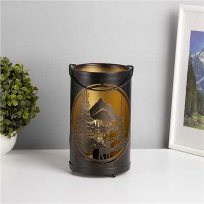 Фигурка светящаяся RISALUX «Закат в лесу», LED-ночник, 3×ААА, чёрный, 12×12×20.5 см