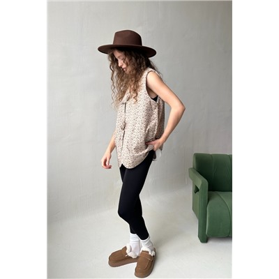 Жилет стеганый  HOME109/02/Бежевый, коричневый