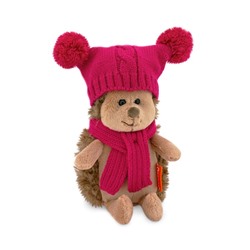 Мягкая игрушка «Ёжинка Колючка» в шапке с двумя помпонами, 15 см