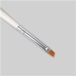 Кисть для наращивания и дизайна ногтей, скошенная, плоская, 17.5 см, 5×6 мм, белая