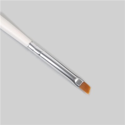 Кисть для наращивания и дизайна ногтей, скошенная, плоская, 17.5 см, 5×6 мм, белая