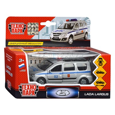 Машина металл LADA Largus Полиция 12 см, (откр. дв., багаж.,) инерц., в коробке