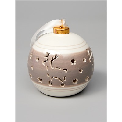 Ёлочный шар с подсветкой «Олень», 10×8.8×8.8 см, 1 LED, керамика, от батареек LR44×3, керамика, свечение тёплое белое