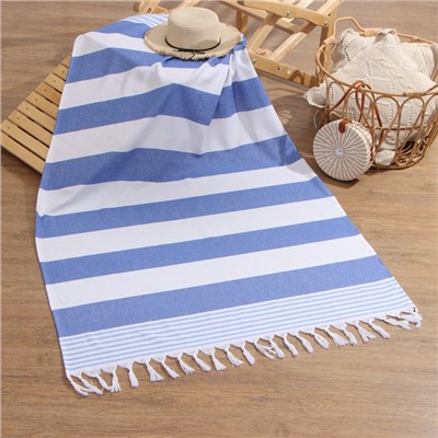 Полотенце - пештемаль LoveLife «Полоски», 100×180 см, хлопок 100%, синее