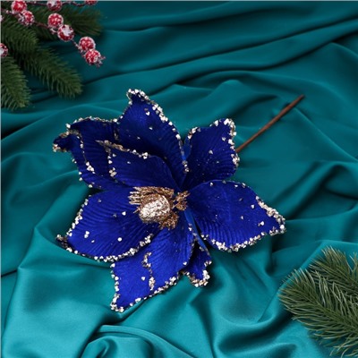 Декор «Зимний цветок», края блеск, 18×20 см, синий