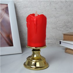 Свеча светодиодная в подсвечнике подвижный фитиль 7x16 см / 228M /уп 120/красная