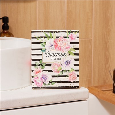 Салфетки махровые «Этель. Счастье это ты», 5 шт., 30×30 см, хлопок 100%, зелёные/розовые