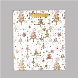 Пакет подарочный новогодний ламинированный «Ёлочки», M 30×26×9 см