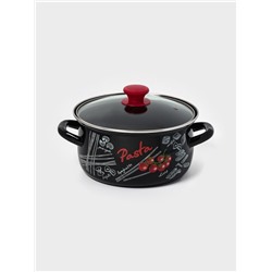 Кастрюля эмалированная «Болоньезе», 3 л, d=23 см, с крышкой, чёрная