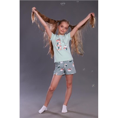 Пижама для девочки Суши-роллы ПД-009-044 (Полынь)