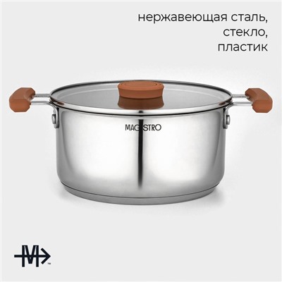 Набор кастрюль Magistro, 3 шт.: d=16/20/24 см, толщина 0.6 мм, штабелируемые, индукция, 304 AISI марка стали