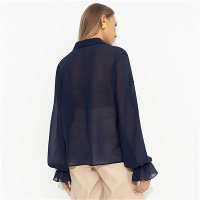 Блуза с воланами, Гипнотический стиль (синяя)