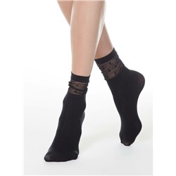 Полиамидные CONTE FANTASY Удлиненные носки с прозрачным верхом в горошек