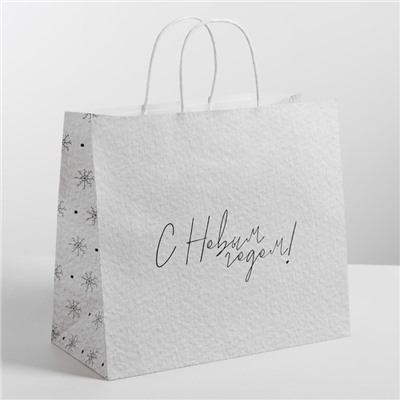 Пакет подарочный новогодний крафт «Чудесный праздник», 25×22×12 см