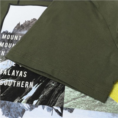 Футболка мужская с принтом, цвет хаки, размер 56