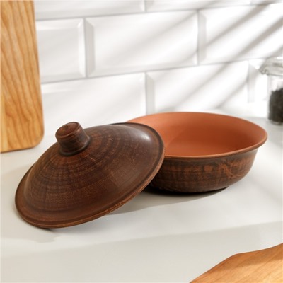 Форма для запекания с крышкой, 550 мл., 16×11 см, красная глина