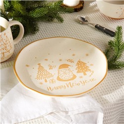 Тарелка SL Home «С Новым Годом», d=27 см, керамика, белая