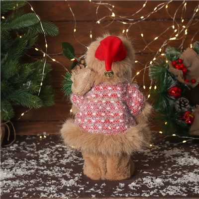 Дед Мороз под ёлку «Зимнее волшебство. Новогодняя игрушка в вязаном костюме» двигается, с подсветкой, 30 см, красный