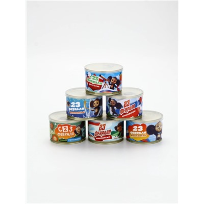 Леденцы монпансье в консервной банке «Чебурашка. 23 февраля», 6 шт