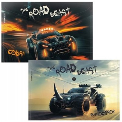 Папка с кнопкой  А4 160мкм 63510 Road Beast ассорти ErichKrause
