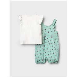 Комплект детский трикотажный для девочек: джемпер (футболка), полукомбинезон