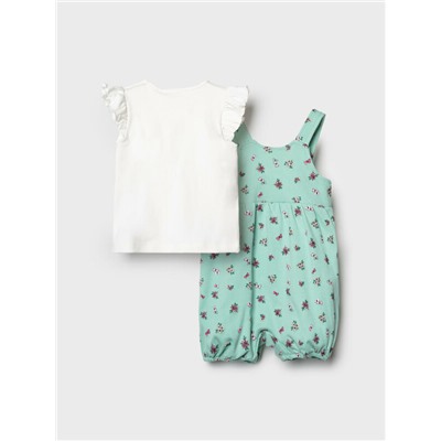 Комплект детский трикотажный для девочек: джемпер (футболка), полукомбинезон