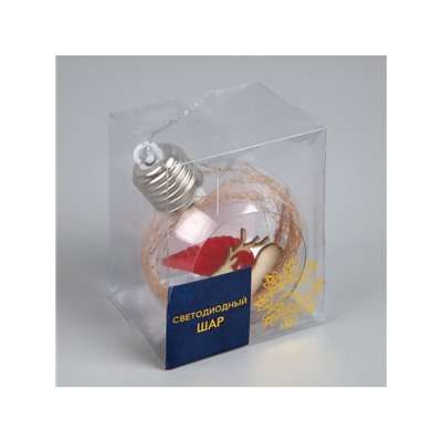 Ёлочный шар «Олень», d=8 см, 1 LED, от батареек, свечение тёплое белое