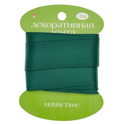 Лента декоративная АТЛАСНАЯ "ТЕМНО-ЗЕЛЕНАЯ" 3 м х 25 мм 2-616/19 Альт