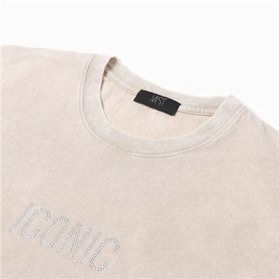 Футболка женская из вареного хлопка Mist Icon, размер 42-44, цвет молочный