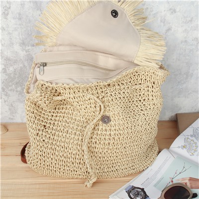 Рюкзак плетеный 30 см / DW-17 /уп 80/бежевый