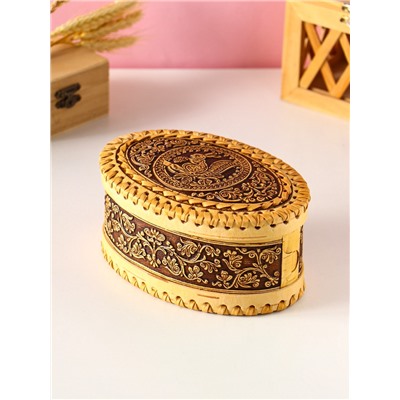 Шкатулка для украшений «Маленькая белочка», овальная, 14×9×6 см, береста