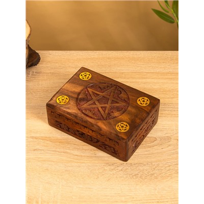 Шкатулка резная «Пента», 18×13×6 см, дерево шишам