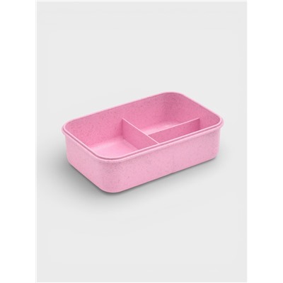 Ланч-бокс в школу TAKE IT EASY, 800 мл, 3 ячейки, с приборами, 12×7.6×20 см, пшеничная солома, розовый